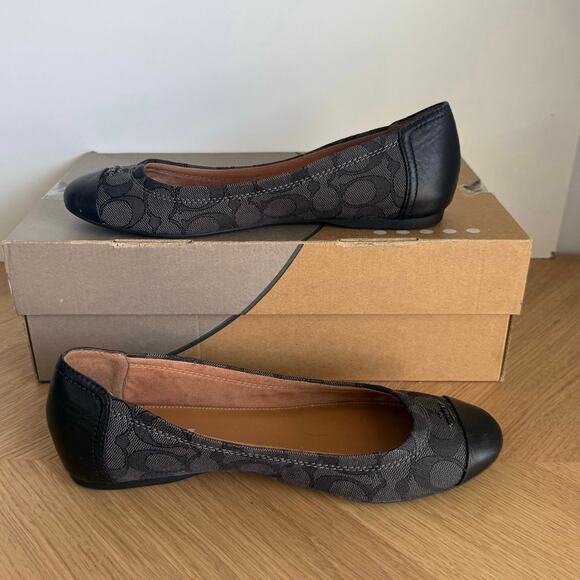 Coach Chelsea Canvas Black Slip On Women Ballet Flats Loafers- SZ 8.5 - Picture 8 of 10